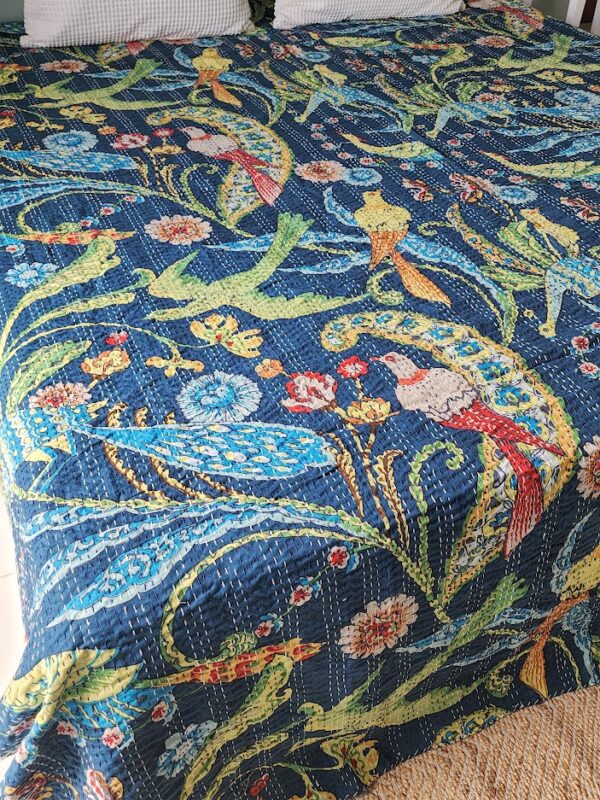 underwater fantasy kantha bedcover