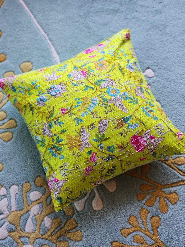 citrus mead lime green kantha cushion covers