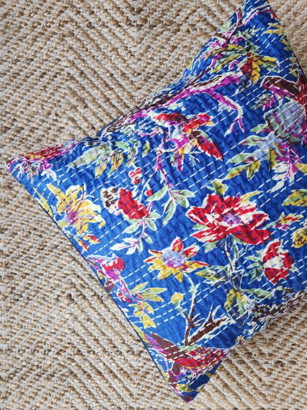 royal blue kantha cushion covers