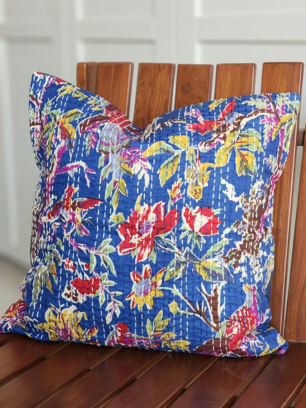 royal blue kantha cushion covers