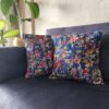 Ocean garden royal blue kantha cushion covers