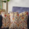 rosy snow white ikat print cushion covers