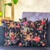 Jungle night black kantha cushion covers