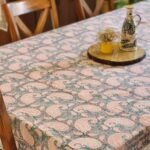 paisley garden pink paisley print on green base table cover