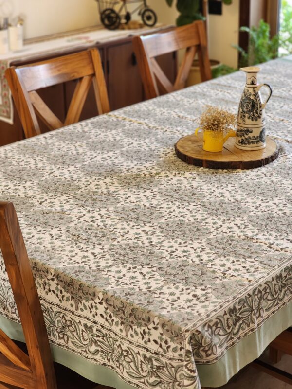 grapevine green and grey table cover