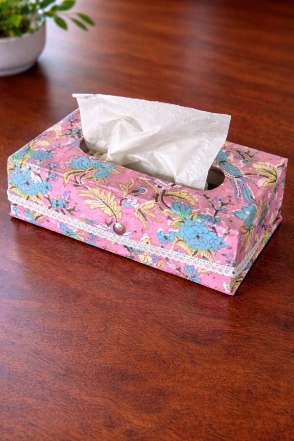 Tissue Box Red - Floral Pink